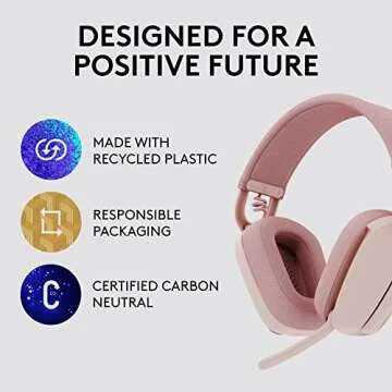 Logitech Zone Vibe 100 Lightweight Wireless Over Ear Headphones with Noise Canceling Microphone, Advanced Multipoint Bluetooth Headset, Works with Teams, Google Meet, Zoom, Mac/PC - Rose (Renewed)