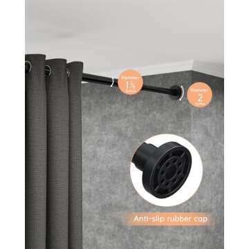 ALLZONE Heavy Duty Adjustable Tension Curtain Rods 66-120 Inch