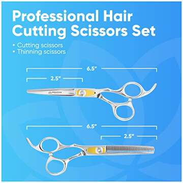 Equinox Professional Hair Scissors Set - Includes Barber Scissors & Thinning Shears for Hair Cutting & Grooming, Premium Japanese Stainless Steel Hair Cutting Scissors, Barber Accessories & Hair Tools