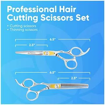 Equinox Professional Hair Scissors Set - Includes Barber Scissors & Thinning Shears for Hair Cutting & Grooming, Premium Japanese Stainless Steel Hair Cutting Scissors, Barber Accessories & Hair Tools
