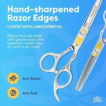 Equinox Professional Hair Scissors Set - Includes Barber Scissors & Thinning Shears for Hair Cutting & Grooming, Premium Japanese Stainless Steel Hair Cutting Scissors, Barber Accessories & Hair Tools