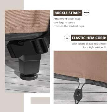 ULTCOVER Square Patio Heavy Duty Table Cover - 600D Tough Canvas Waterproof Outdoor Dining Table and Chairs General Purpose Furniture Cover Size 74 inch