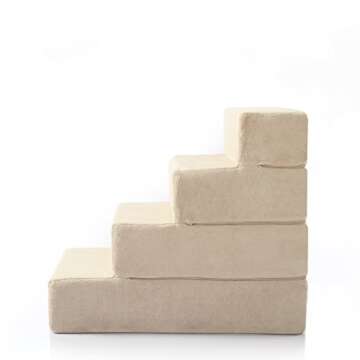ZINUS Foam 22 Inch 4-Step Step Pet Stairs, Pet Ramp for Cats and Dogs, Large, Beige