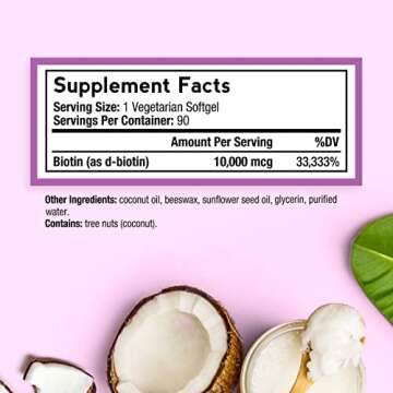 Doctor's Recipes Biotin 10,000 mcg - Hair Growth & Energy Support, 90 Vegetarian Softgels
