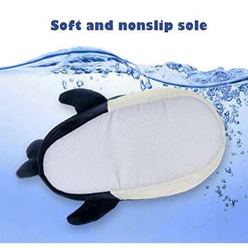 Friendly House Women's Fluffy Animal Slippers, Novelty Shark Whale Fish Slippers for Women and Men(7-9, shark)