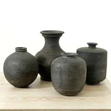 Artissance AM80641219 11.8" H Medium Earthy Gray Ceramic Indoor Outdoor Pottery, Home and Garden Vase (Décor)