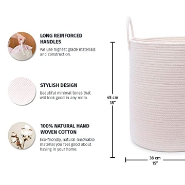 OrganiHaus Cotton Rope Basket for Toys and Blankets