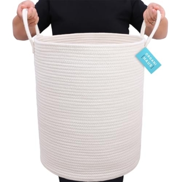 OrganiHaus Cotton Rope Basket for Toys and Blankets