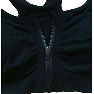 ohlyah Women's Zipper Front Closure Sports Bra Racerback Yoga Bras (XXX-Large, 2 Pack: Black Nude)