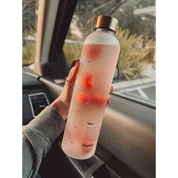 Healthish Original Time Marked Motivational Water Bottle Leak Proof Lid for Gym, Sports, Fitness or Work for Women and Men 1 Liter | 33 Oz