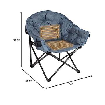 MacSports Heated Cushion Folding Lounge Patio Club Camping, Picnic, Outdoor Activities | Battery NOT...