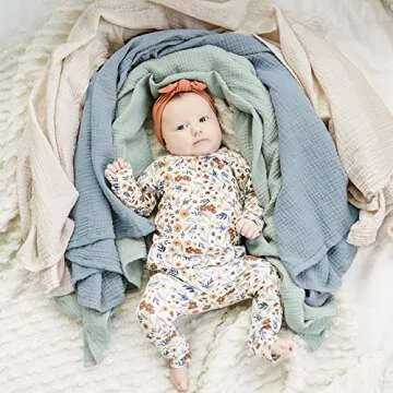 Konssy 3 Pack Muslin Swaddle Blankets - Soft & Breathable for Newborns