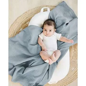 Konssy 3 Pack Soft Muslin Swaddle Blankets for Newborns