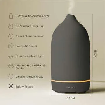 Vitruvi Stone Diffuser, Ceramic Ultrasonic Essential Oil Diffuser for Aromatherapy | Ceramic Diffuse...