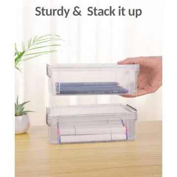 Sooez 6 Pack Extra Large Clear Pencil Boxes for Organization