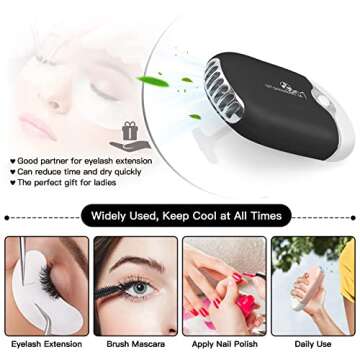 Rechargeable MISMXC Mini Eyelash Fan Dryer for Extensions