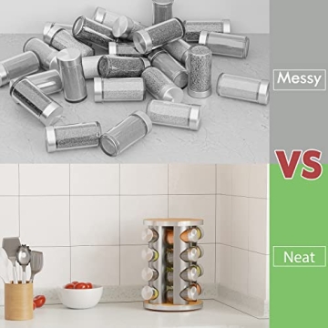 New England Stories Revolving Spice Rack Set with 16 Jars