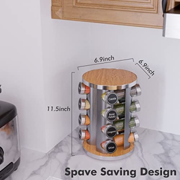 New England Stories Revolving Spice Rack Set with 16 Jars