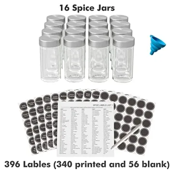 New England Stories Revolving Spice Rack Set with 16 Jars