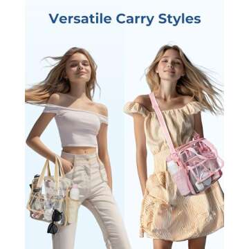 BAGSMART Clear Bag for Stadium Events, 12x6x12 Small Tote Bag with Zipper, Crossbody for Festival Es...