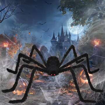 Halloween Giant Spider Decorations Outdoor: 3 PCS Halloween Spider Decorations Outside - 50'' Large Spiders Realistic Hairy Halloween Decor - Scary Big Spiders Halloween Decorations for Indoor Yard