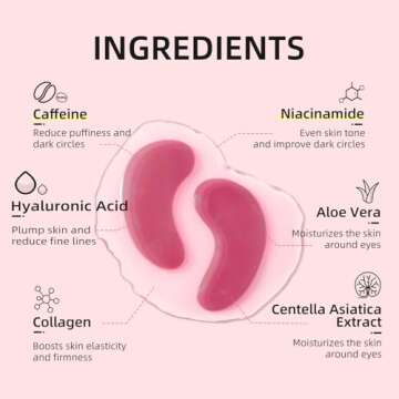 Dr. Pure Under Eye Patches for Puffiness: Caffeine Eye Mask for Dark Circles and Puffy Eyes with Niacinamide Hyaluronic Acid - Smooth Wrinkles Reduce Eye Bags Undereye Gel Pad (50 Pairs)