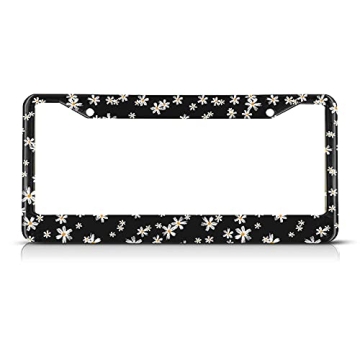 Beabes Beautiful White Flowers License Plate Frame Daisy License Plate Holder Spring Blossom Car Tag...