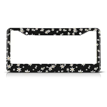 Beabes Beautiful White Flowers License Plate Frame Daisy License Plate Holder Spring Blossom Car Tag...