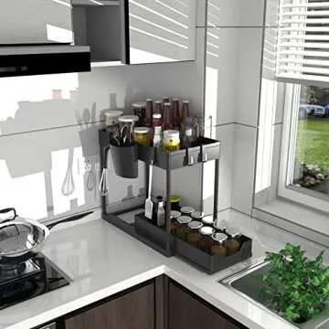 Bugdaben Under Sink Organizer - 2 Tier Cabinet Storage