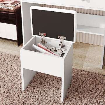 LECEVOCY Makeup Vanity with LED Mirror and Power Outlet