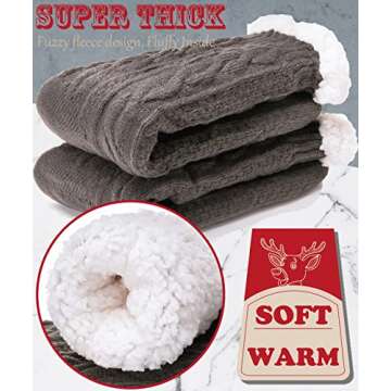 EBMORE Mens Slipper Fuzzy Socks Winter Cozy Fluffy Cabin Warm Fleece Soft Comfy Sherpa Thick Hospital Grip Home Non Slip Socks Stocking Stuffers Christmas Gifts for Men Him (Dark Grey)