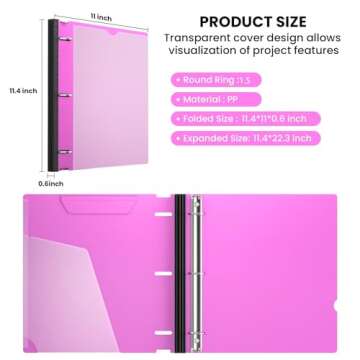 SoSortieOuch Telescoping 3 Ring Binder 1.5Inch-2 Pack, Clear View Binder Three Ring PVC-Free(Fit 8.5...