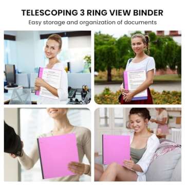 SoSortieOuch Telescoping 3 Ring Binder 1.5Inch-2 Pack, Clear View Binder Three Ring PVC-Free(Fit 8.5x11 Inches),Flexible Round Binder for School or Office Binder Use