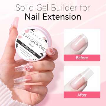 Makartt Solid Gel Builder Mini Kit for 3D Scupting DIY - 15ML 4 in 1 Nail Extension Gel,4 pcs Silico...