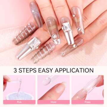 Makartt Solid Gel Builder Mini Kit for 3D Scupting DIY - 15ML 4 in 1 Nail Extension Gel,4 pcs Silicone Molds,1 Sculpting Brush,UV Glue for Acrylic Nails Rhinestones Gel Molding Manicure Hard Gel Kit