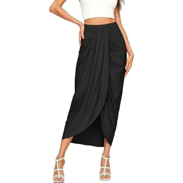 Chic SheIn High Waist Maxi Draped Skirt for Women