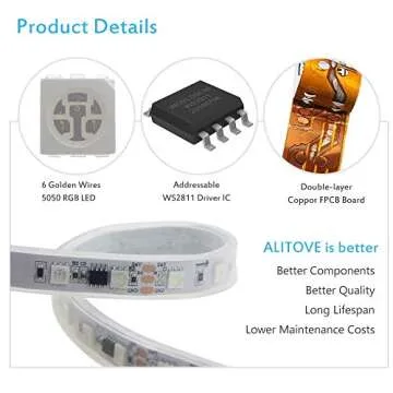 ALITOVE WS2811 Addressable RGB LED Strip Light 24V 32.8ft 600 LEDs Dream Color Programmable Digital LED Pixel Lights Rainbow Chasing Effect Light Waterproof IP67 White PCB for Raspberry Pi DIY Project