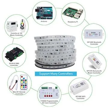 ALITOVE WS2811 Addressable RGB LED Strip Light 24V 32.8ft 600 LEDs Dream Color Programmable Digital LED Pixel Lights Rainbow Chasing Effect Light Waterproof IP67 White PCB for Raspberry Pi DIY Project