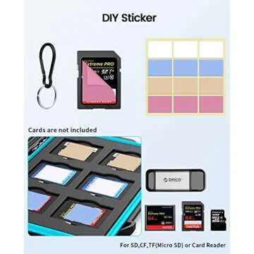 ORICO 24 Slots SD Card Case Holder Water Resistant & Anti-Shock Memory Card Case for SD/Micro SD SDXC SDHC TF Card Carrying Storage Organizer Protector Cover with Labels&Carabiner
