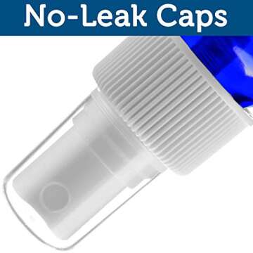 Sally's Organics 4oz Empty Blue Glass Spray Bottles - Small 4 oz Misters Great for Face Spritz, Essential Oils, Beauty Solutions, and Cleaning Sprayer - Portable Atomizer Spritzer - 2 Pack