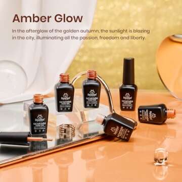 Beetles Gel Nail Polish Set, 6 Colors Fall Glitter Amber Glow Orange Brown Yellow Gold Gel Polish So...