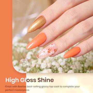 Beetles Gel Nail Polish Set, 6 Colors Fall Glitter Amber Glow Orange Brown Yellow Gold Gel Polish Soak Off Uv Nail Lamp LED Nail Art DIY Home Minicure