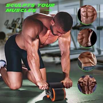 LAURA FAIRY Automatic Rebound Abdominal Wheel, 2023 New Ab Roller Wheel for Exercise Fitness, Springback Wheels Domestic Exerciser with Knee Mat, Abs Workout Fitness (Orange)