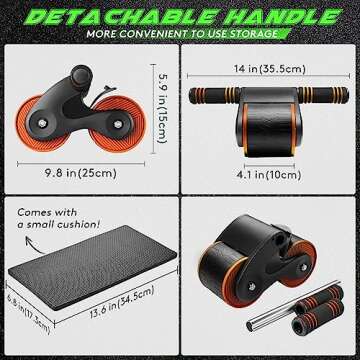 LAURA FAIRY Automatic Rebound Abdominal Wheel, 2023 New Ab Roller Wheel for Exercise Fitness, Springback Wheels Domestic Exerciser with Knee Mat, Abs Workout Fitness (Orange)