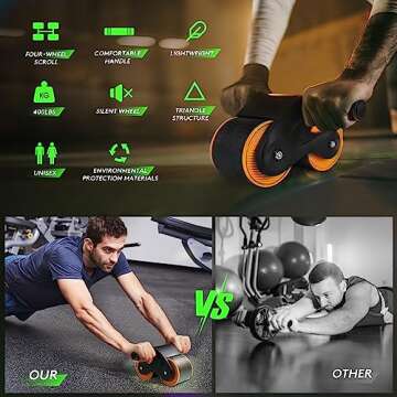 LAURA FAIRY Automatic Rebound Abdominal Wheel, 2023 New Ab Roller Wheel for Exercise Fitness, Springback Wheels Domestic Exerciser with Knee Mat, Abs Workout Fitness (Orange)