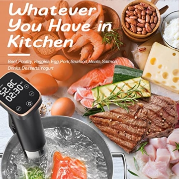OOIIOR 1100W Sous Vide Machine Ultra-quiet IPX7 Waterproof