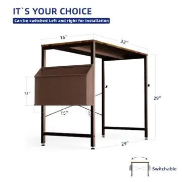 Pamray 32 Inch Computer Desk Small Spaces Desk with Storage Bag for Bedroom Writing and Home Office Work Small Study Desk Table Vintage