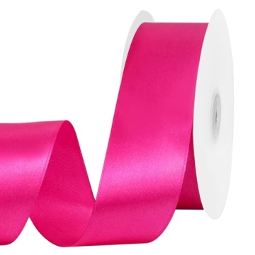 60 Yards Hot Pink Ribbon 1-1/2 Inch Pink Satin Ribbon Valentines Day Gifts for Gift Wrapping DIY Cra...