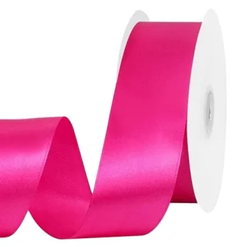 60 Yards Hot Pink Ribbon 1-1/2 Inch Pink Satin Ribbon Valentines Day Gifts for Gift Wrapping DIY Cra...
