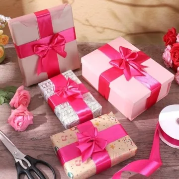 60 Yards Hot Pink Satin Ribbon for Crafting and Decor